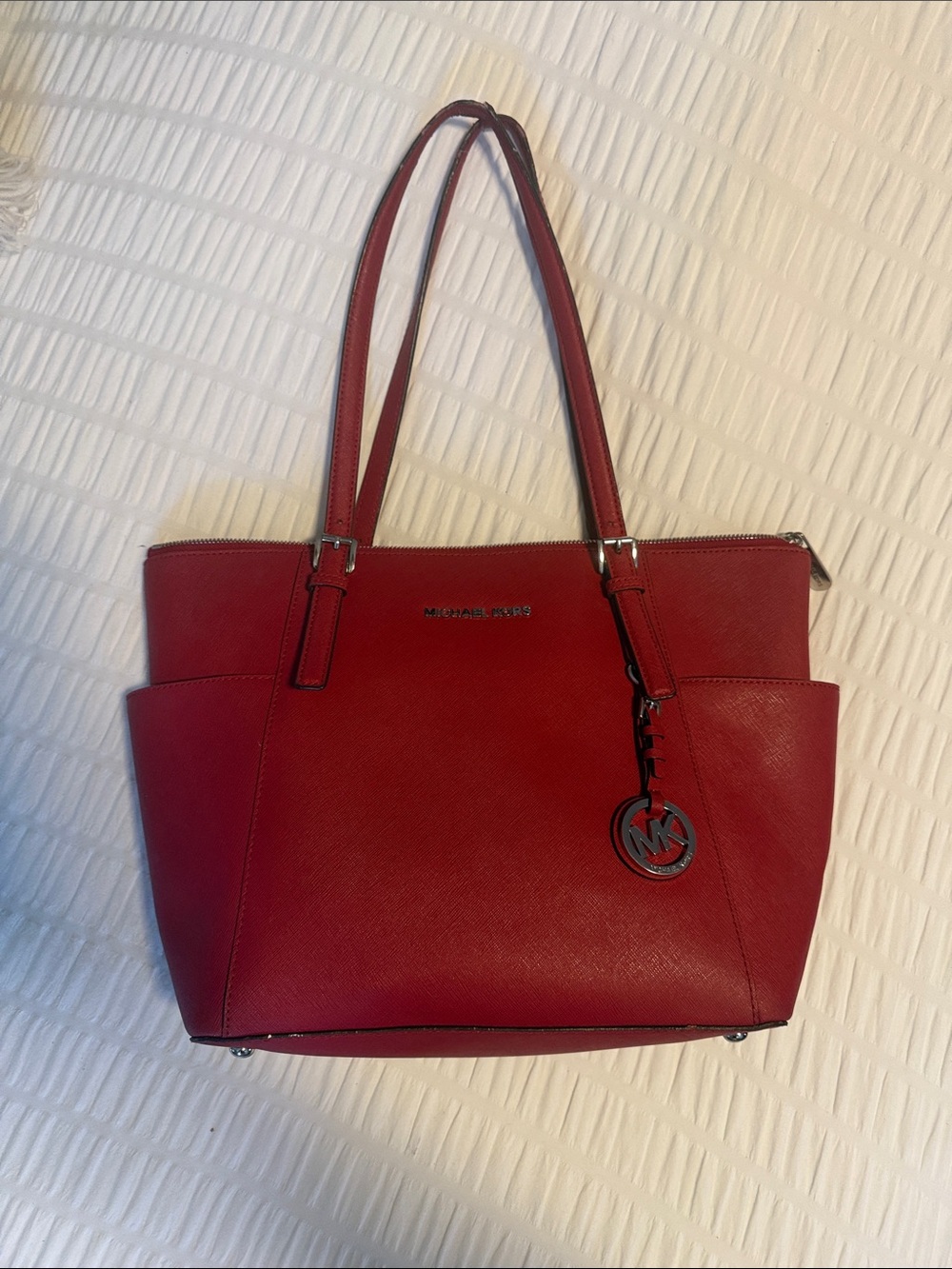 Michael Kors Cherry Red Saffiano Leather Tote